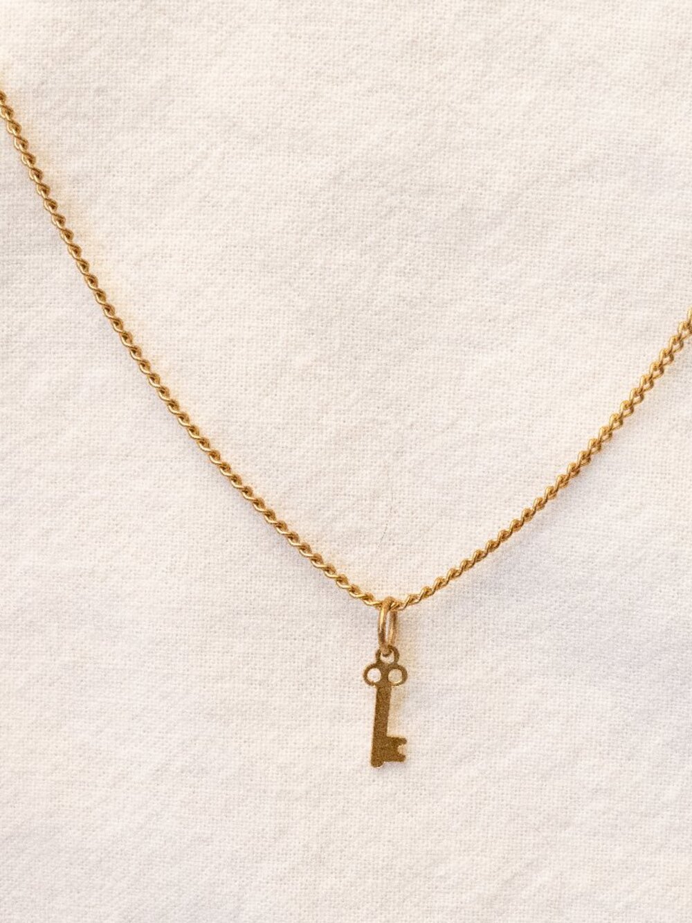 Tiny Gold Key Pendant With Gold Chain